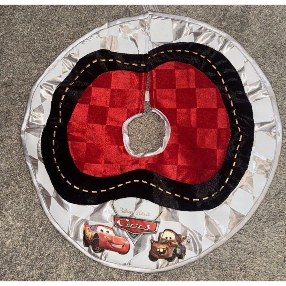 Disney Cars Movie Tree Skirt 17" Mini Christmas Tomater Lighting  Red Velvet